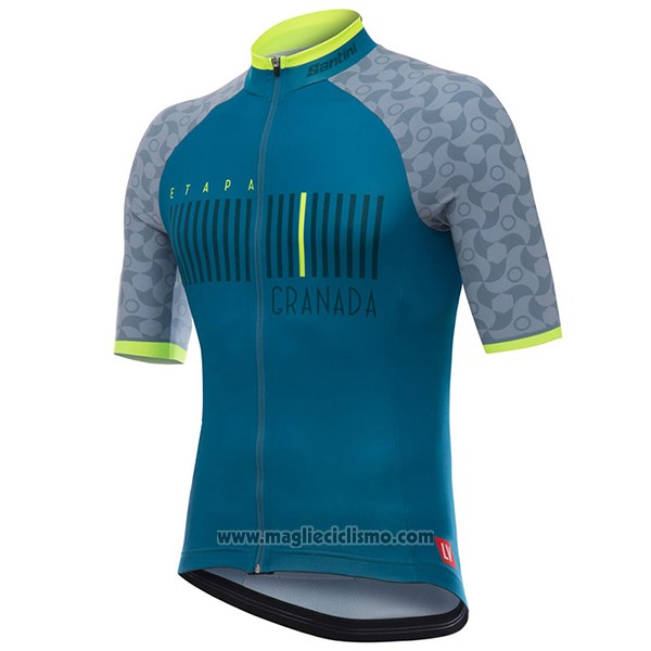 2017 Abbigliamento Ciclismo Granada Vuelta Espana Blu Manica Corta e Salopette